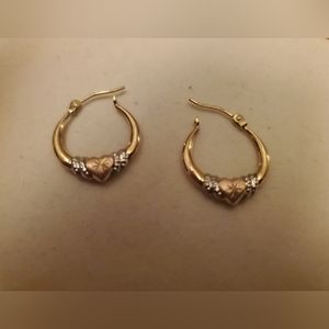 VERY DELICATE but striking earrings.   14k gold, rose gold, 925 hoop 3/4" marked